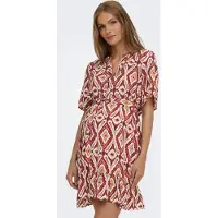 ONLY Maternity Blousejurk 'OLMAntonia' oranje / rood / donkerrood / offwhite