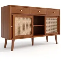 OKWISH Dressoirs 120x40x78 - Elegant Dressoir Kast Met Houten Poten - Retro Stijl - MDF - Bruin