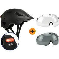 R2B Fietshelm met Transparant Vizier en Verlichting - Speed Pedelec & Snorfiets
