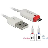 DeLOCK USB Micro B naar USB-A kabel met laadindicator - USB2.0 - tot 1A / wit - 1 meter