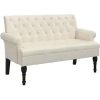 vidaXL Bankje met rugleuning 120x62x75,5 cm linnen