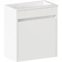 MODFU Badkamerkast - Zachte Sluiting - Ruime Opbergruimte - Minimalistisch - Badkamer - MDF En Keramiek - Wit - 46 Cm