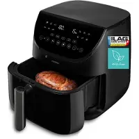 Medion X20 XL Heteluchtfriteuse (6,6 L, 5 vleesprogramma’s met kerntemperatuursonde, stille DC-motor 1.700 W, 10 programma’s, PFAS-vrij, ILAG coating)
