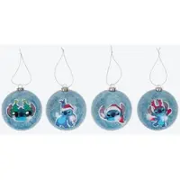 Disney Lilo en Stitch Kerstballen Set – 4 stuks – Kunststof Ornamenten Ø 7,5 cm – Figuren