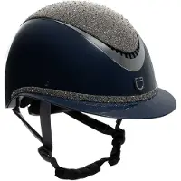 Equestro Cap Rhinestone Polo Klep Navy-Zilver 58-60 cm