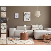 Tesso Living Vloerkleed Shaggy, Tapijt, Creme Antraciet, Hoogpolig, 155cm x 230cm, Superzacht, Franjes, Berber stijl