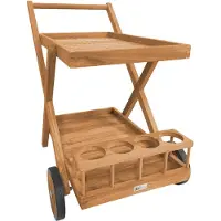 Axi Bodhi Serveerwagen van Teak Hout met Flessenhouder | Serveerkar / Dienwagentje voor Tuin, Balkon, Terras | Trolley voor Buiten / Keuken van Teakhout | 70 x 48 x 78 cm