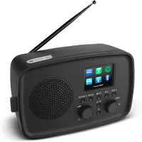 Medion Internetradio met DAB+ IRE-1 (DAB+, wifi, FM, Bluetooth, spatwaterdicht, telescoopantenne, Spotify Connect, wekker, dimmer) zwart