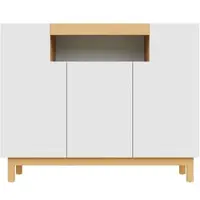 STILVORA Dressoir - Minimalistisch Opbergmeubel Met 3 Deuren En Open Vak - Voor Woonkamer En Eetkamer - Spaanplaat - Wit - 120,5x42x96 Cm