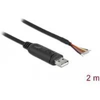 DeLOCK Adapter cable USB 2.0 Type-A to Serial RS-232 with 9 open wires + Shielding 2 m