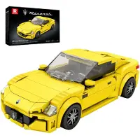 ReoBrix Super Sportsauto Bouwstenen Set, Klassiek Verzamelaarsmodel voor Volwassenen, Mini Sportauto Kit Geel (384 Stukjes)