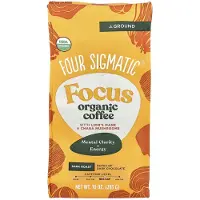 Four Sigmatic , Focus, Biologische Koffie met Leeuwenmagne & Chaga Schimmels, Gruis, Donker Roast, 10 oz (283 g)