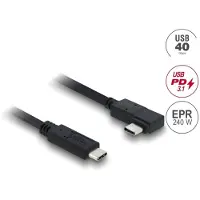 DeLOCK Coaxial USB 40 Gbps cable angled left / right USB PD 3.1 240 W 1 m