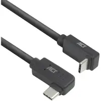 ACT USB 3.0 10Gbps 60W USB Type-C (haaks links/rechts) naar USB Type-C (haaks boven/beneden) kabel, 1 meter
