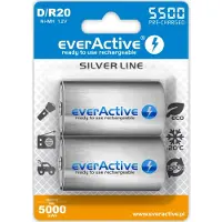 EverActive Oplaadbare batterijen R20/D Ni-MH, 5500 mAh, direct klaar voor gebruik