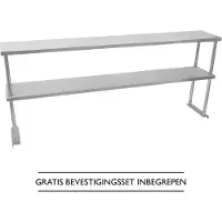 KuKoo Commerciële keuken Prep plank Roestvrij Staal Dubbele Overshelf Catering 1800mm