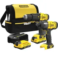 Stanley FATMAX V20 18V Schroef-/klopboormachine + Slagschroevendraaier in softbag (met 2x 2.0Ah accu en lader) SFMCK465D2S-QW