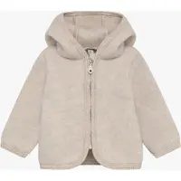Huttelihut - Baby's Jacket Bear Ears Wool Fleece - Merinovest 98, beige
