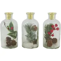 Dijk Natural Collections Kandelaar glas met kerstdeco 8x8x16cm