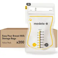 Medela Moedermelk Bewaarzakjes – 200 stuks – Lekvrij – Met Dubbele Sluiting en Schenktuit – BPA‑vrij en recyclebaar