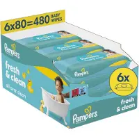Pampers - Fresh Clean - Billendoekjes - 480 doekjes - 6 x 80