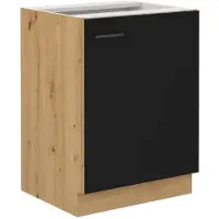 Cuisinier Onderkast - MODENA - 60 cm - 1 draaideur - Ambachtelijk eiken en mat zwart - CUISINIER