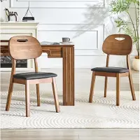 OKWISH Moderne set van 2 keukelstoelen met ovale rugleuning, eetkamerstoelen met handgreep, ergonomisch ontwerp, zwart