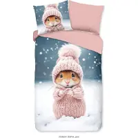 Good Morning dekbedovertrek Sofia flanel roze - 100% katoen - 140 x 220 cm