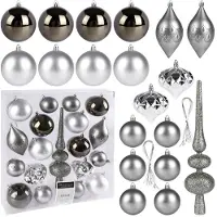 B2X Onbreekbare zilveren kerstballen, 19 stuks.