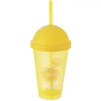 Orion Plastic beker met deksel en rietje, 450 ml