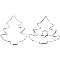 Orion Stalen koekjesvormpje in de vorm van een kerstboom, 4,5 cm, 2 stuks.