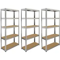 Monster Racking Monster rekken 6 zilveren rekken eenheden 5 Tier garage opslag magazijn rekken 90 x 30 x 180cm