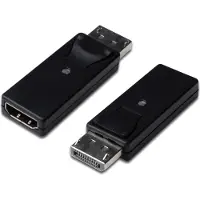 Digitus DisplayPort / HDMI Adapter [1x DisplayPort stekker - 1x HDMI-bus] Zwart Afgeschermd (dubbel), Afsluitbaar, Gesch