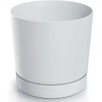 Prosperplast Bloempot met schotel, wit plastic, 14,7 cm, Tubo