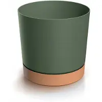 Prosperplast Ronde groene bloempot van Tubo met schotel, 12,8 cm