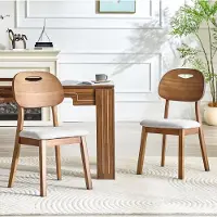 OKWISH Moderne set van 2 keukelstoelen met ovale rugleuning, eetkamerstoelen met handgreep, ergonomisch ontwerp, grijs