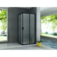 Alvoro Pure Douchecabine Hoekinstap 90x90x195cm Met Schuifdeur - Mat Zwart - Veiligheidsglas - Douche, Douchecabines - 5404024112650