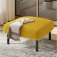STILVORA Voetenbankje 56 x 51 x 39 cm - Zacht Gestoffeerd Met Metalen Frame - Voor Woonkamer En Slaapkamer - Stof - Geel