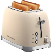 Kitchenbrothers Retro Broodrooster - Toaster - 6 Warmteniveaus - 2 Extra Brede Sleuven - 815W - Beige