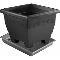 Merkloos 1x stuks antraciet grijze plantenbakken/bloembakken met onderschaal 30 x 30 x 23.5 cm - Plantenpotten