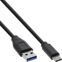 InLine USB 3.2 Gen.1x2 kabel, USB-C male naar A male, zwart, 1m