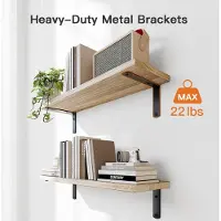 Unyqoos Stijlvolle Houten Wandplanken Set voor Diverse Ruimtes met Draadmanden