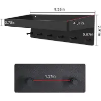 Unyqoos Ruim en stevig zwart metalen sleutelrek met plank voor multifunctioneel gebruik