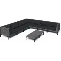 vidaXL 8-delige Loungeset met kussens poly rattan donkergrijs