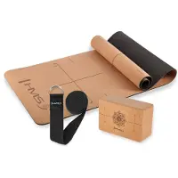 HMS Yoga mat YM11 in TPE met baksteen KJ02 en yoga strap SJ02