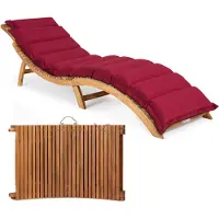 Casaria Ligbed Acaciahout FSC-gecertificeerd incl kussen Rood