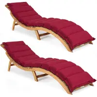 Casaria Ligbed Set van 2 Acaciahout FSC-gecertificeerd incl kussen Rood