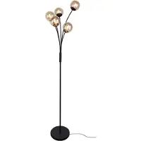 Olucia - STACY - Vloerlamp - Amber / Zwart - Vorm: Cilinder