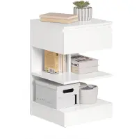 SoBuy Bijzettafel Wit 39x65x39cm met Lade