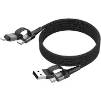 SmartaSaker 1700-0188 USB-kabel USB-A stekker, USB-C stekker, Apple Lightning stekker 120 cm Zwart Textielmantel